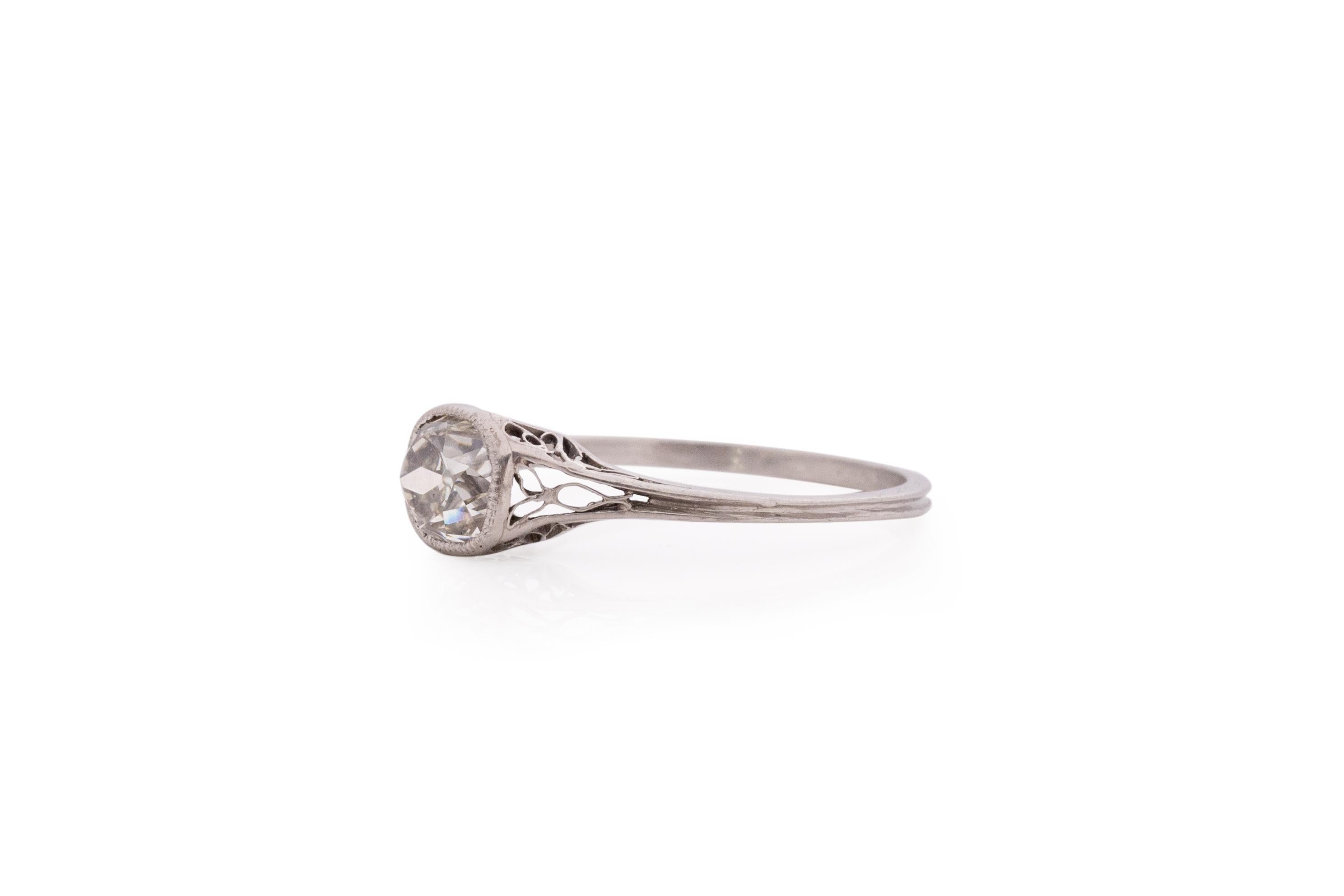 Old European Cut GIA Certified 1.04 Carat Edwardian Diamond Platinum Engagement Ring For Sale
