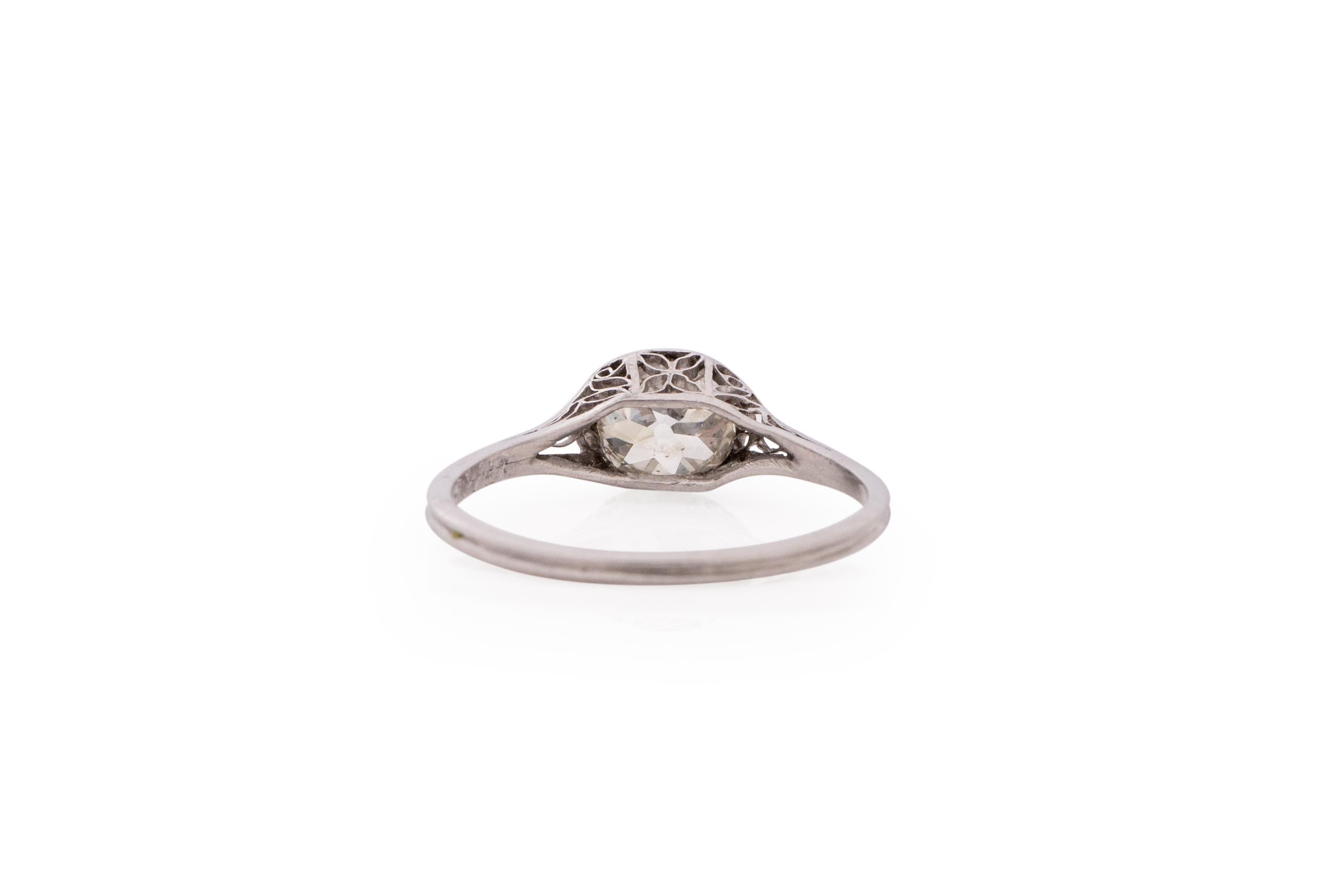 GIA Certified 1.04 Carat Edwardian Diamond Platinum Engagement Ring In Good Condition For Sale In Atlanta, GA
