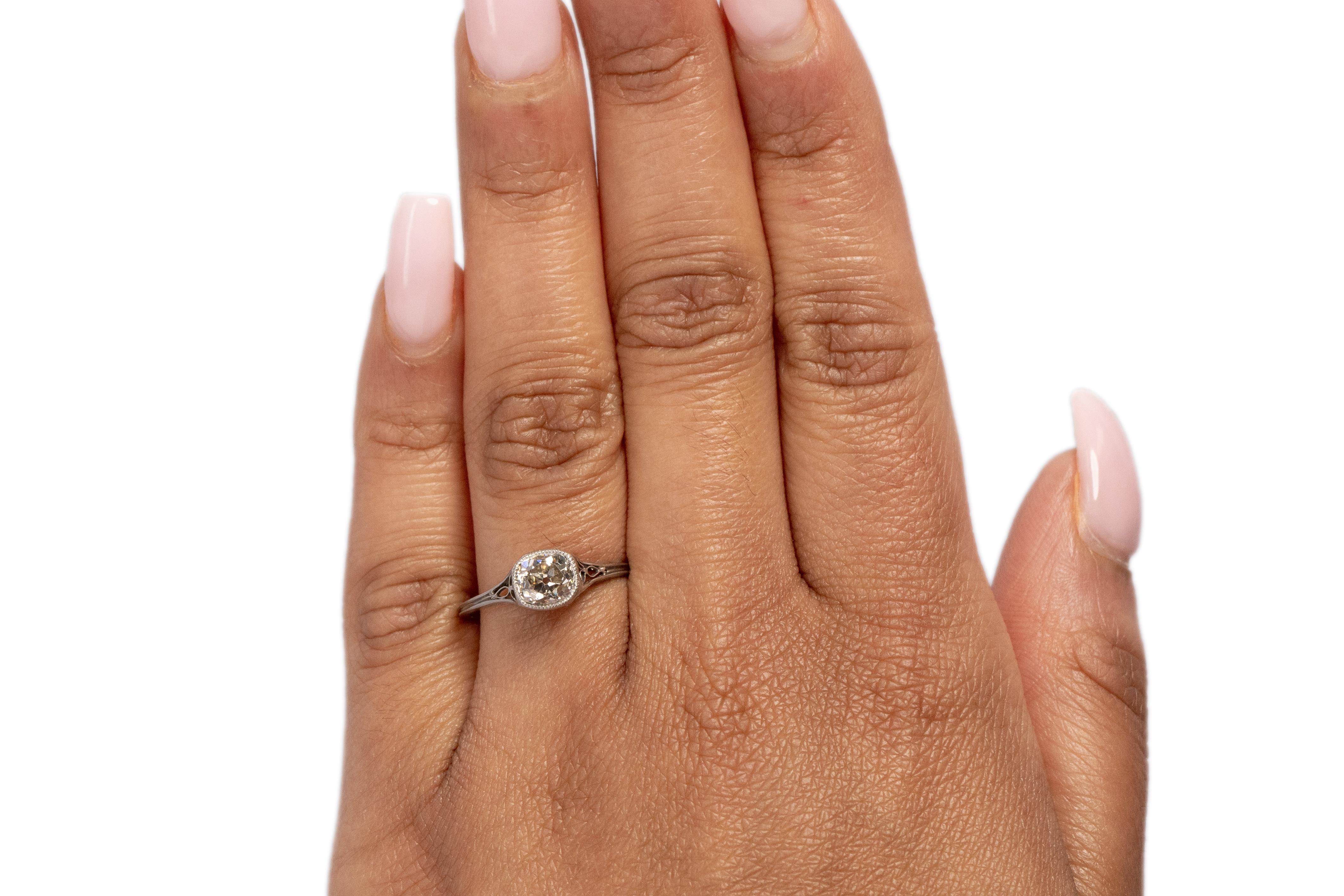 Women's GIA Certified 1.04 Carat Edwardian Diamond Platinum Engagement Ring For Sale