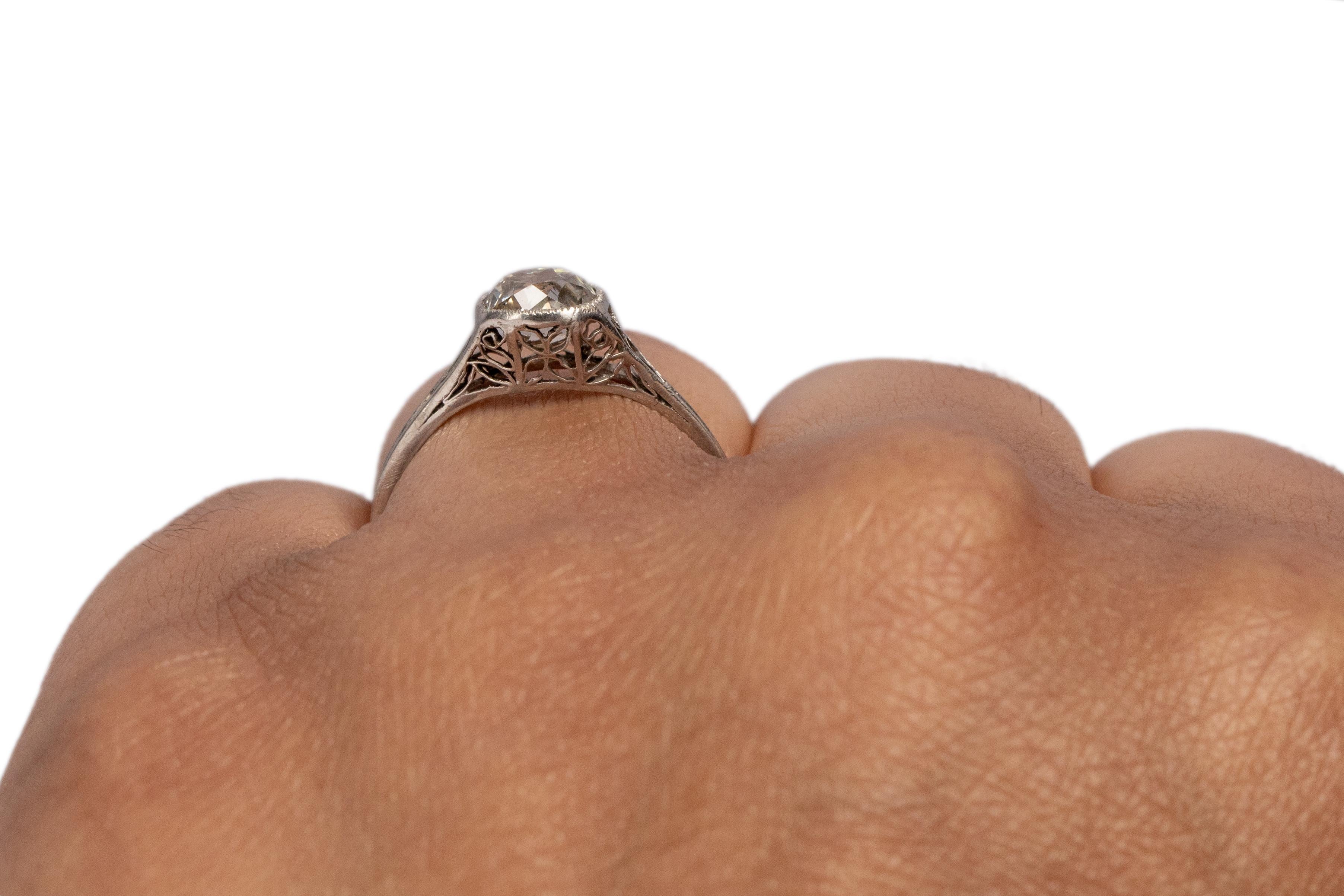 GIA Certified 1.04 Carat Edwardian Diamond Platinum Engagement Ring For Sale 1