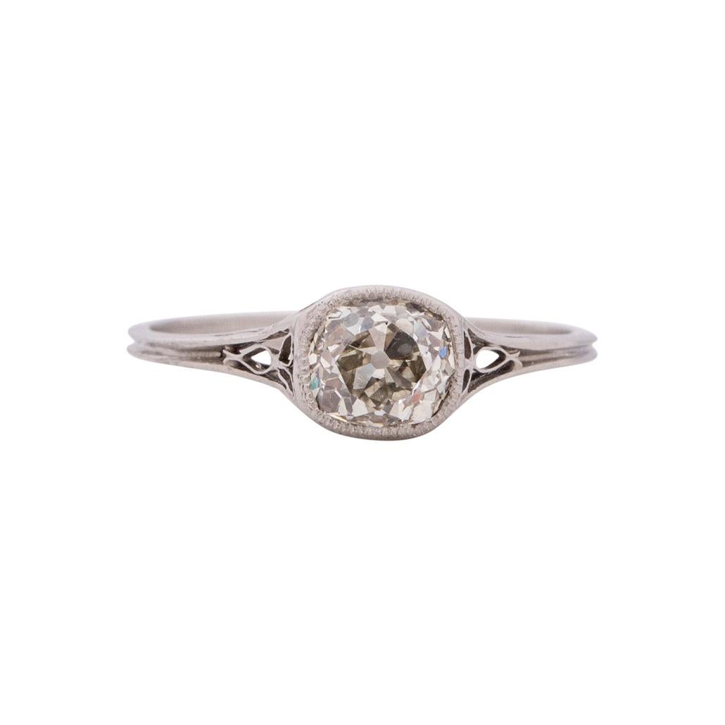 GIA Certified 1.04 Carat Edwardian Diamond Platinum Engagement Ring For Sale