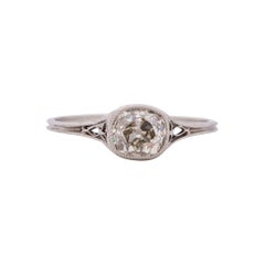 GIA Certified 1.04 Carat Edwardian Diamond Platinum Engagement Ring