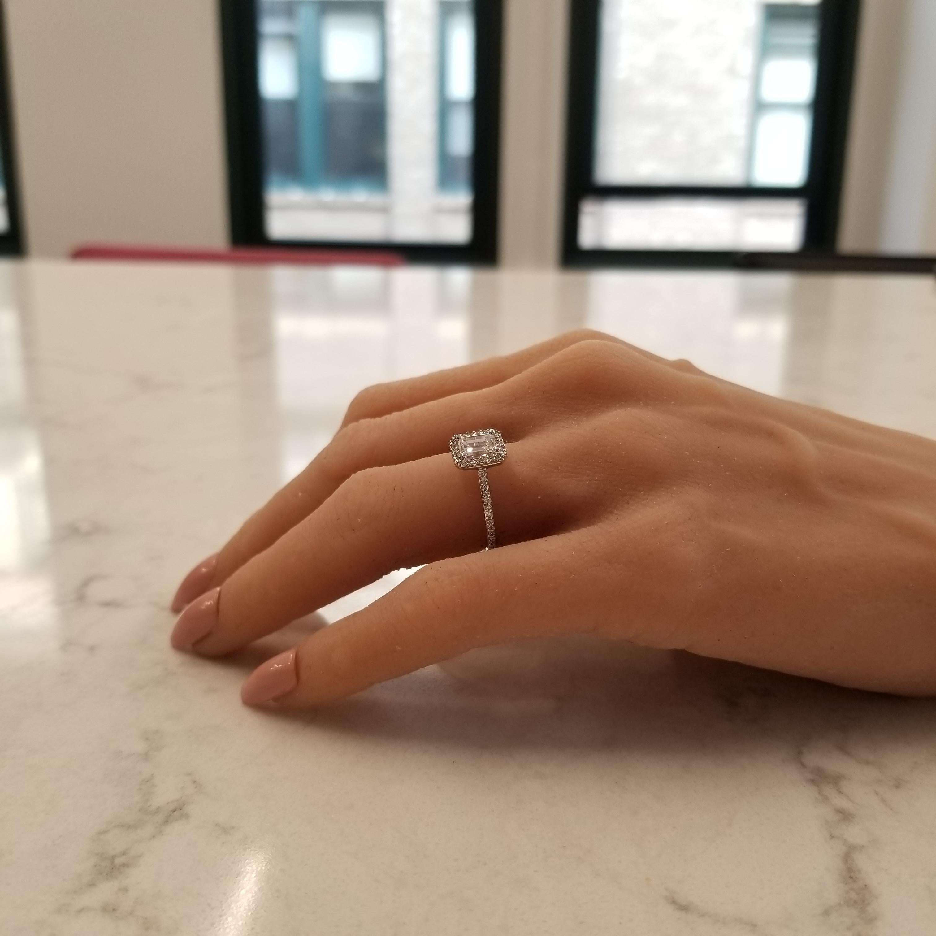 GIA Certified 1.04 Carat Emerald Cut Diamond Cocktail Ring in Platinum In New Condition In Chicago, IL