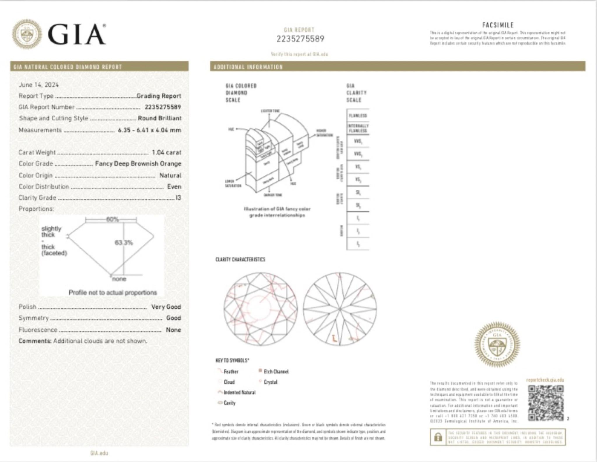 GIA Certified 1.04 Carat Fancy Deep Brownish Orange Diamond Floral Ring In Excellent Condition For Sale In Rugby, England