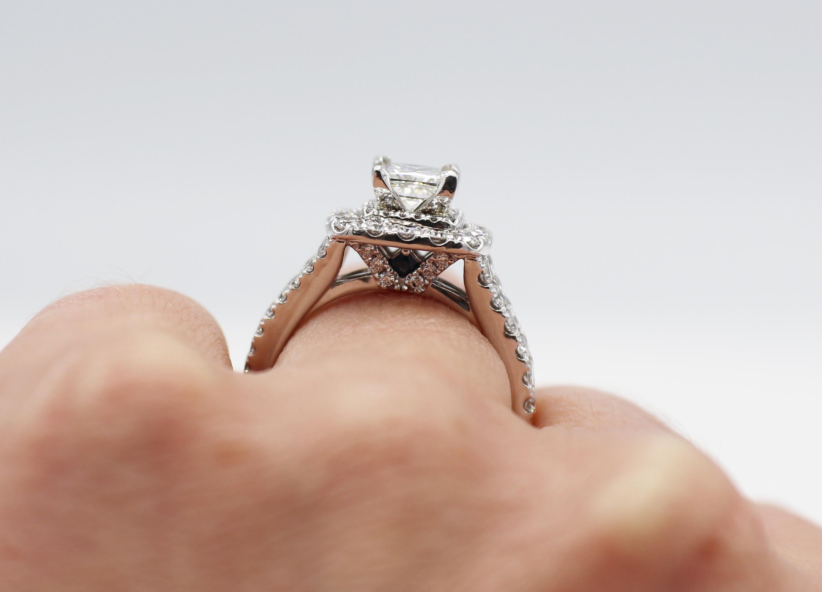Women's GIA Certified 1.04 Carat H VS2 Princess Cut Vera Wang Diamond Engagement Ring