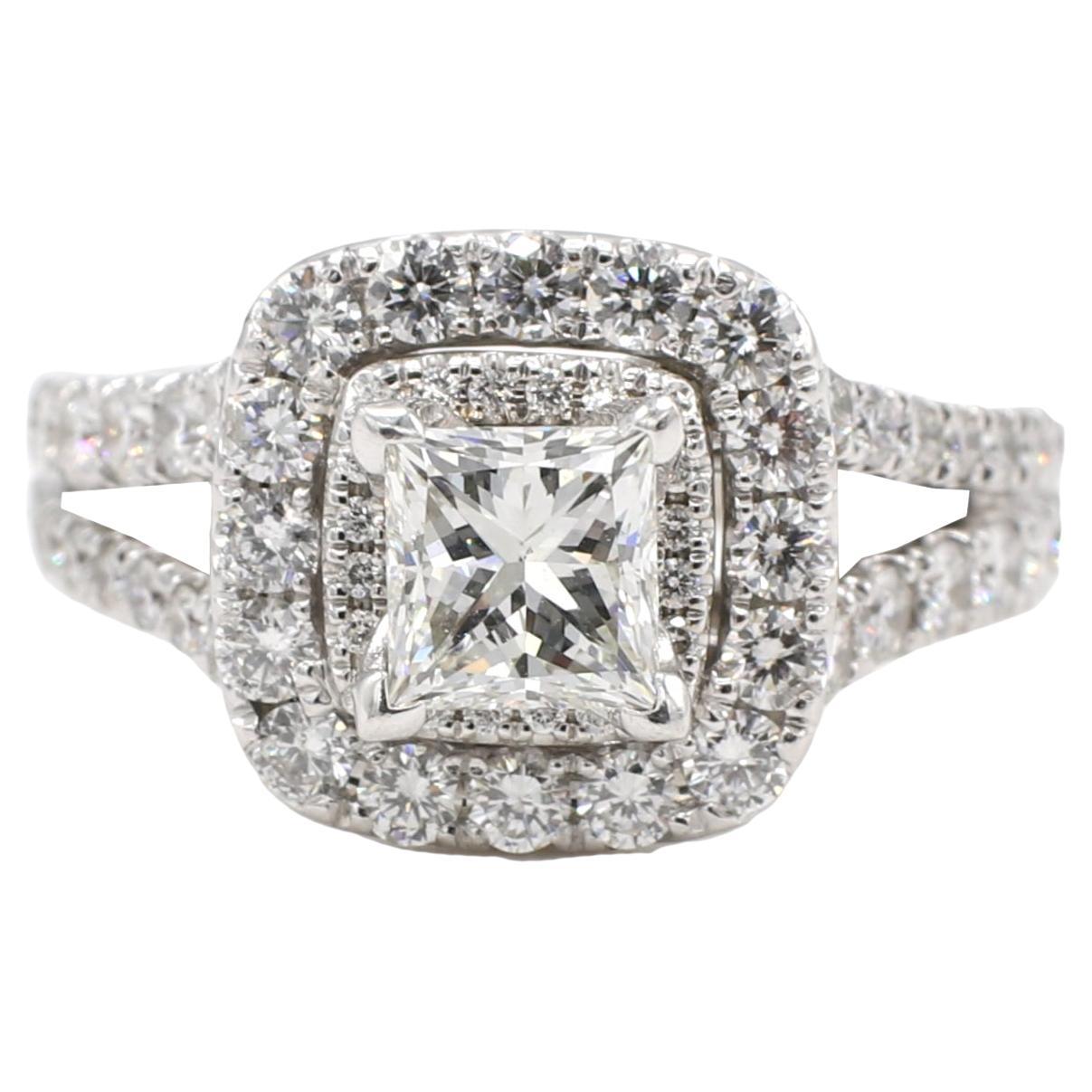 GIA Certified 1.04 Carat H VS2 Princess Cut Vera Wang Diamond Engagement Ring 