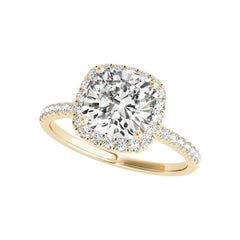 GIA Certified 1.04 Carat Halo Square Cushion Basket Set Diamond Ring