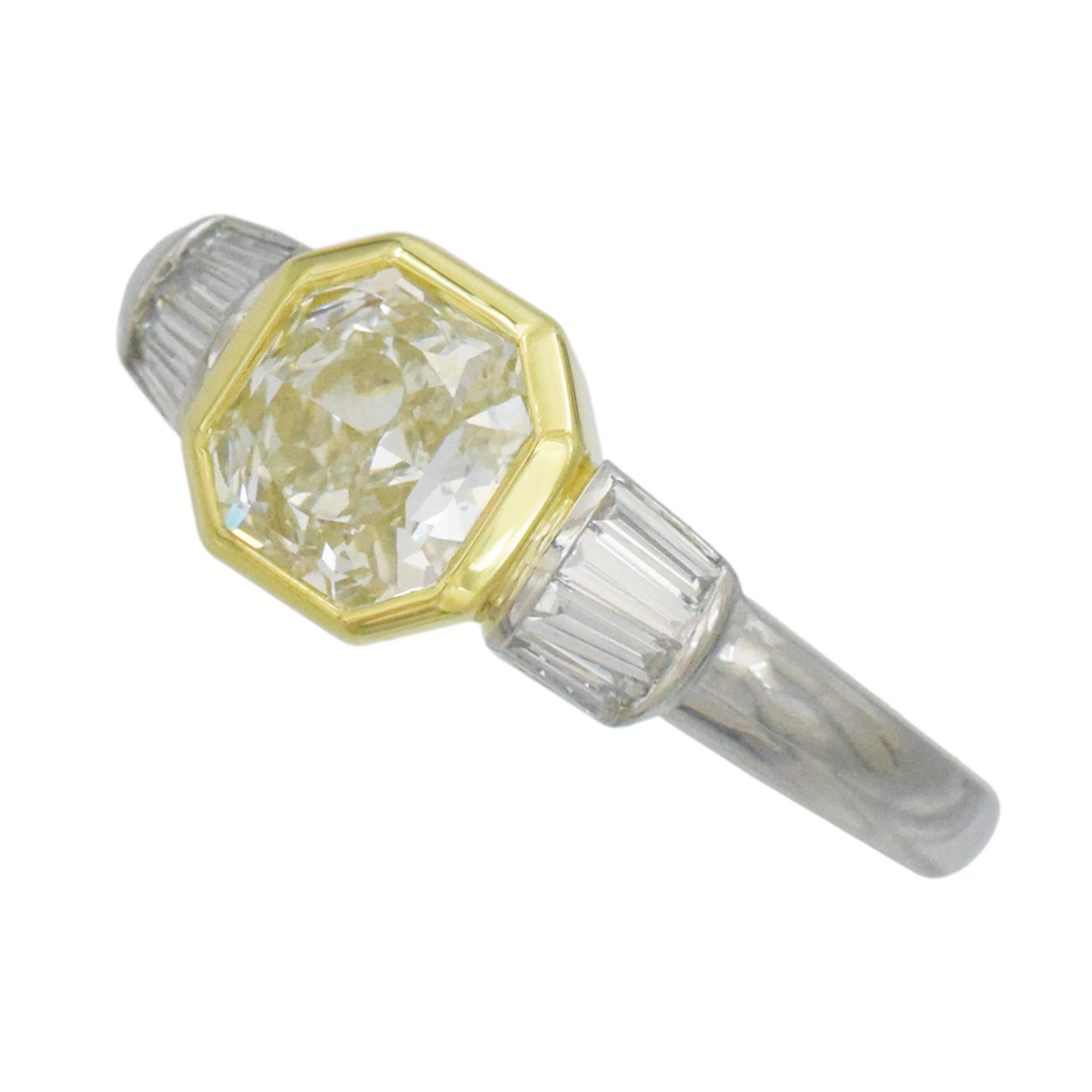 Radiant Cut GIA certified  1.04 carat Light Green  Diamond  Ring For Sale
