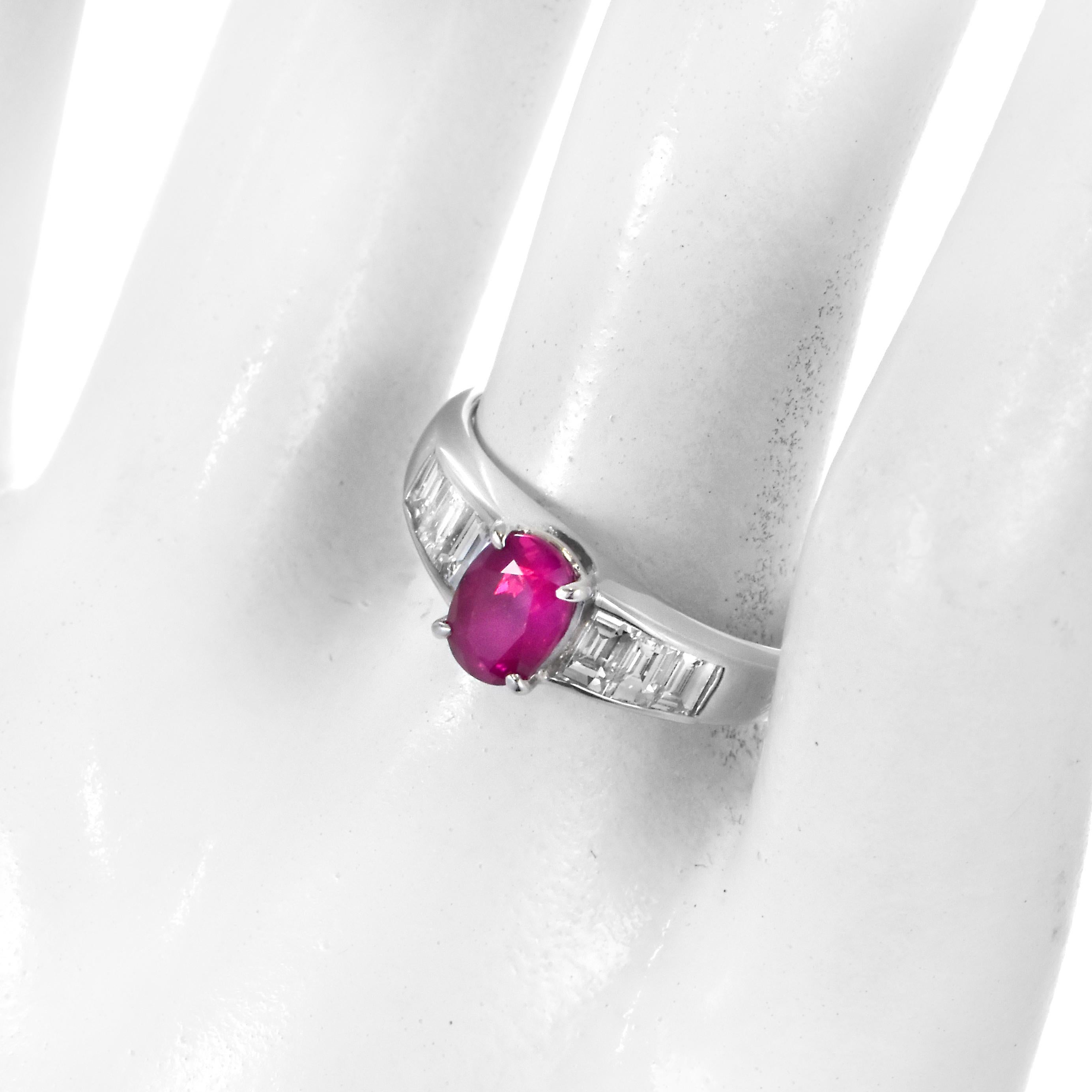 Modern GIA Certified 1.04 Carat Natural Burmese Ruby and Diamond Ring Made in Platinum For Sale