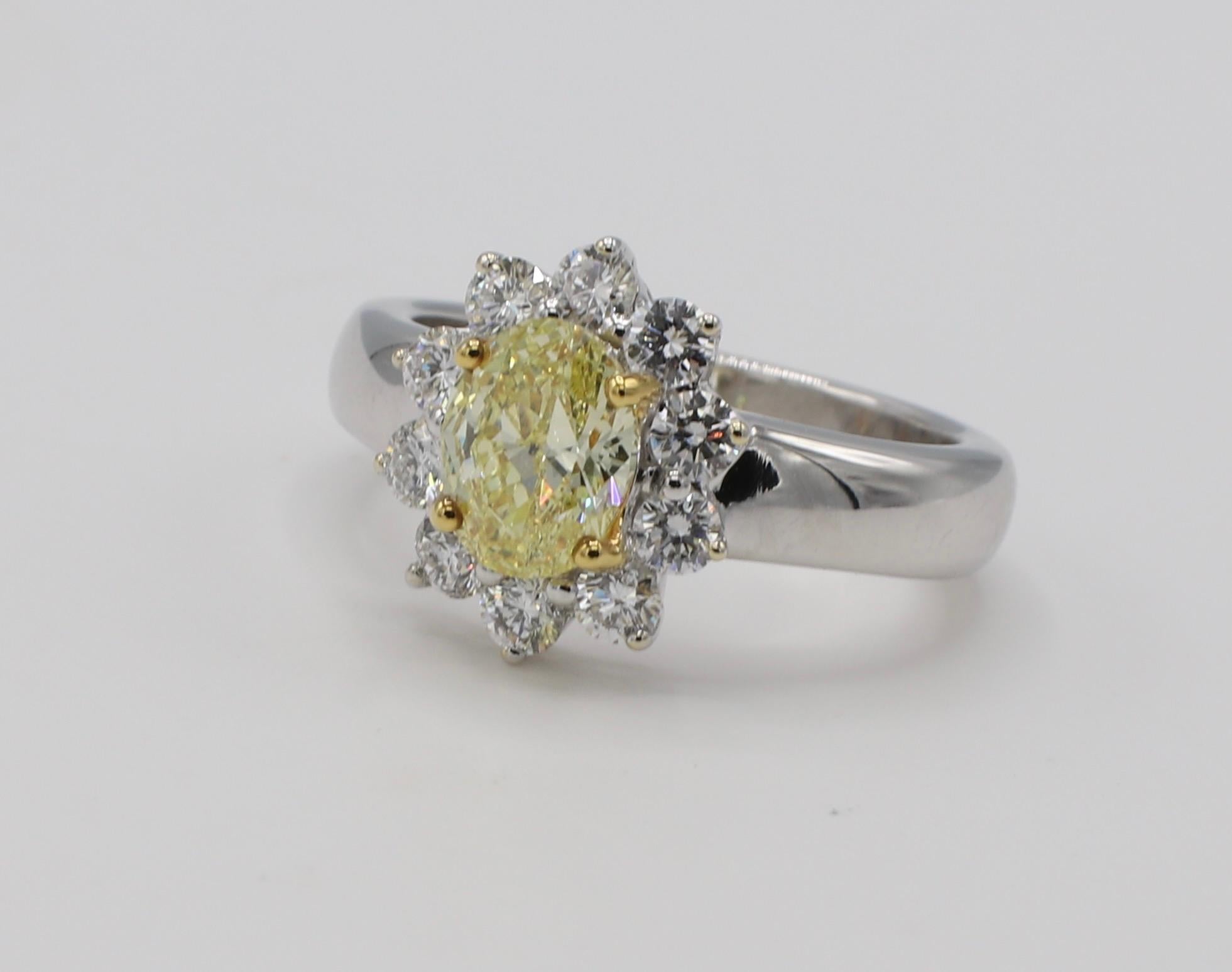 GIA Certified 1.04ct Natural Fancy Intense Yellow Oval Diamond Engagement Ring

GIA Report Number: 2201885401 (please note original certificate for details)
Center Stone: 1.04 carat Oval Modified Brilliant 
Color: Natural, Fancy Intense Yellow,