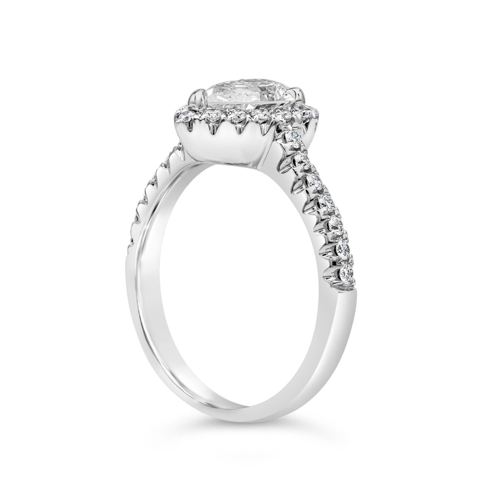 Roman Malakov Verlobungsring mit GIA-zertifiziertem 1.04 Karat birnenförmigem Diamant-Halo (Zeitgenössisch) im Angebot