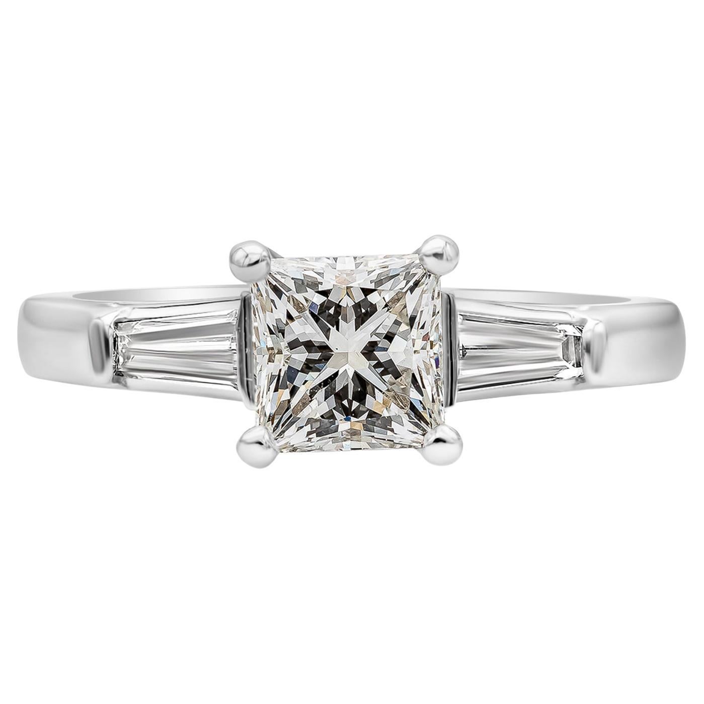 GIA Certified 1.04 Carat Princess Cut Diamond Three-Stone Engagement Ring