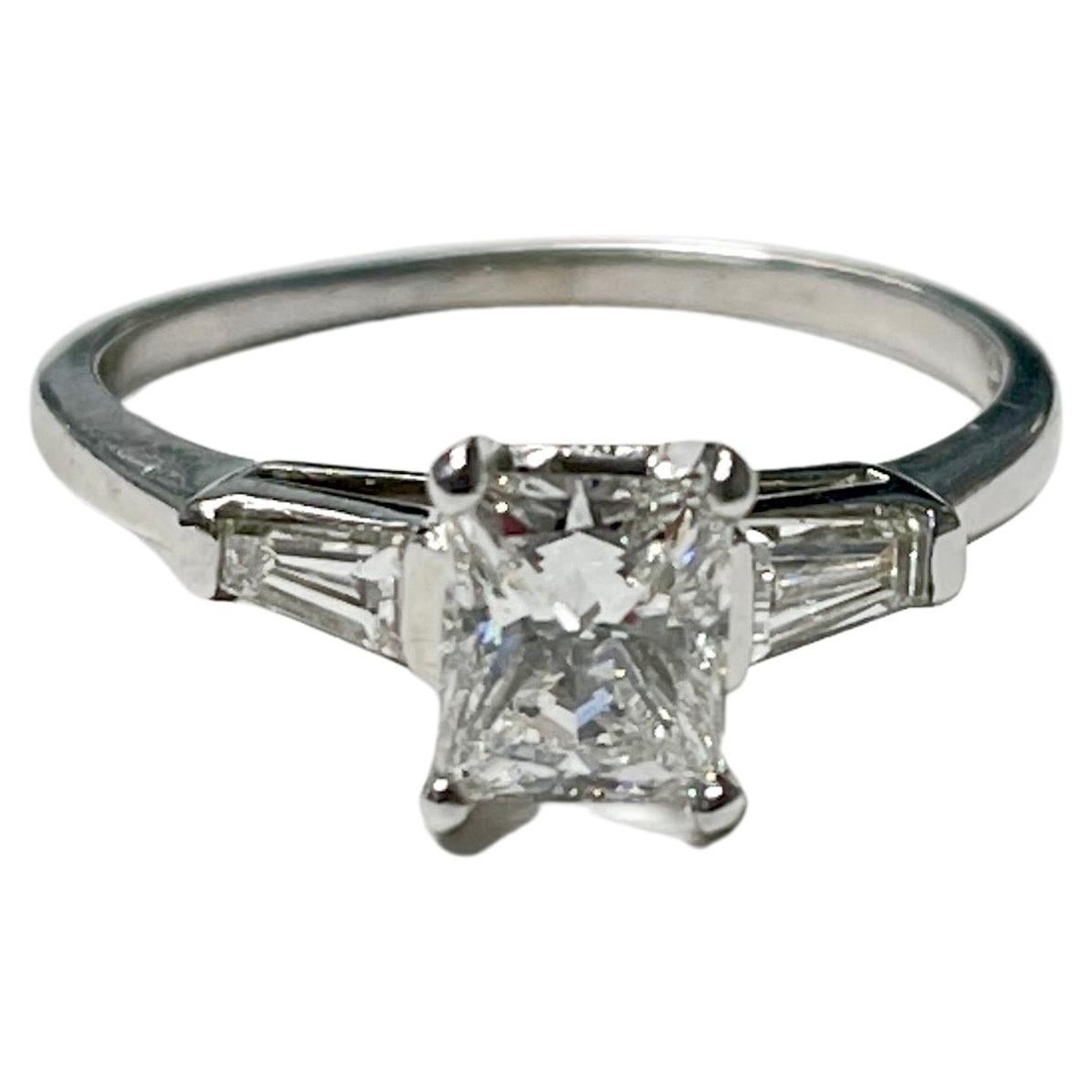 GIA Certified 1.04 Carat Radiant Cut Diamond Engagement Ring in Platinum For Sale