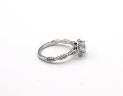 GIA Certified 1.04 Carat Round Diamond Engagement Ring Platinum Twist Pave Band