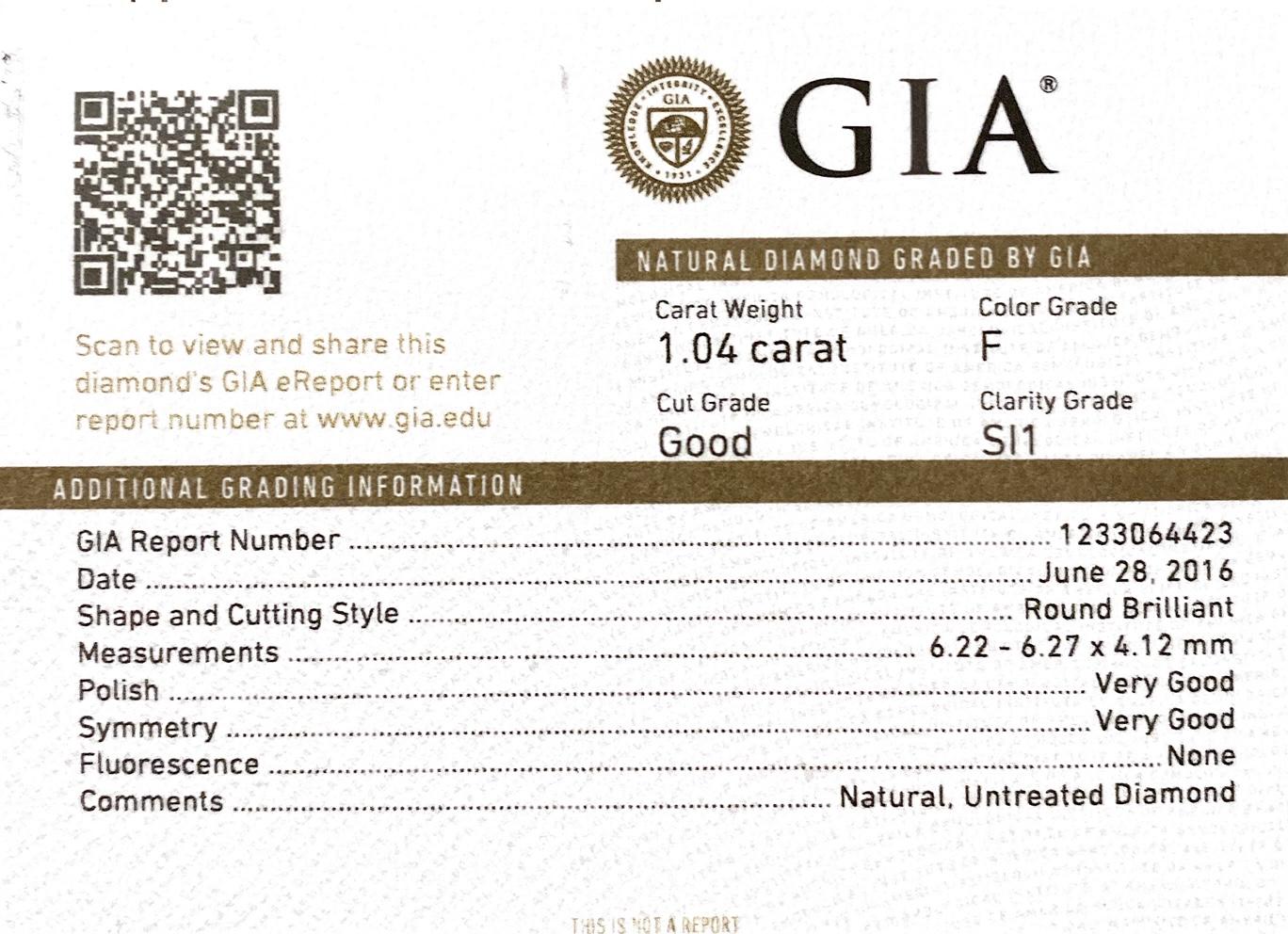 GIA Certified 1.04 Carat Round Diamond Engagement Ring Platinum Twist Pave Band 2