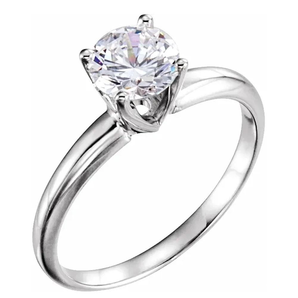 Contemporain Bague de fiançailles avec diamant rond de 1,04 carat de couleur F certifié par le GIA en vente