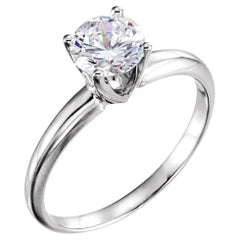 Bague de fiançailles avec diamant rond de 1,04 carat de couleur F certifié par le GIA