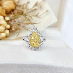 GIA Certified 1.04 CT Fancy Light Yellow Diamond Ring & Pendant with Diamonds