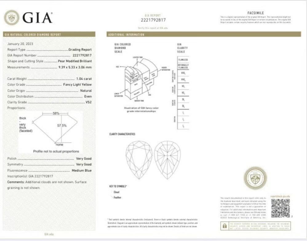 GIA Certified 1.04 CT Fancy Light Yellow Diamond Ring & Pendant with Diamonds For Sale 2