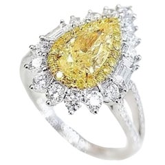GIA Certified 1.04 CT Fancy Light Yellow Diamond Ring & Pendant with Diamonds