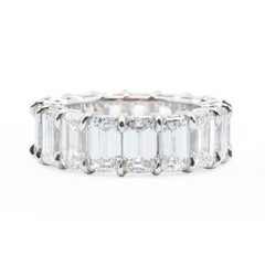 GIA Certified 10.40 Carat Emerald Cut Diamond Eternity Band Ring