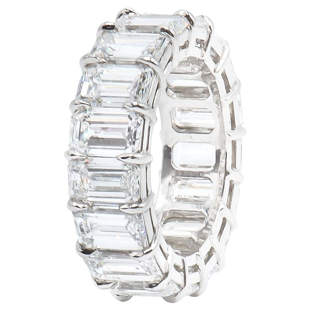 GIA Certified 10.40 Carat Emerald Cut Diamond Eternity Band Ring