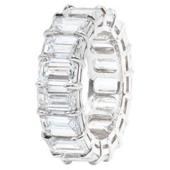 GIA Certified 10.40 Carat Emerald Cut Diamond Eternity Band Ring