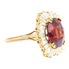 GIA Certified 10.40 Carat Red Zircon & Diamond Ballerina Cocktail Ring