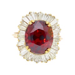 Anillo de Cóctel Bailarina de Circonitas Rojas y Diamantes de 10,40 Quilates Certificado GIA