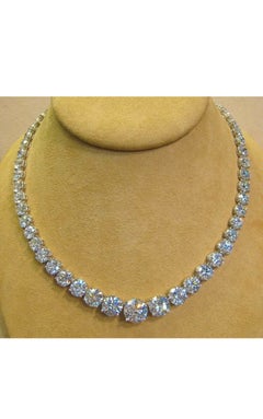 GIA Certified 104.00 Carat Natural Diamonds Platinum Riviera  Necklace/Choker