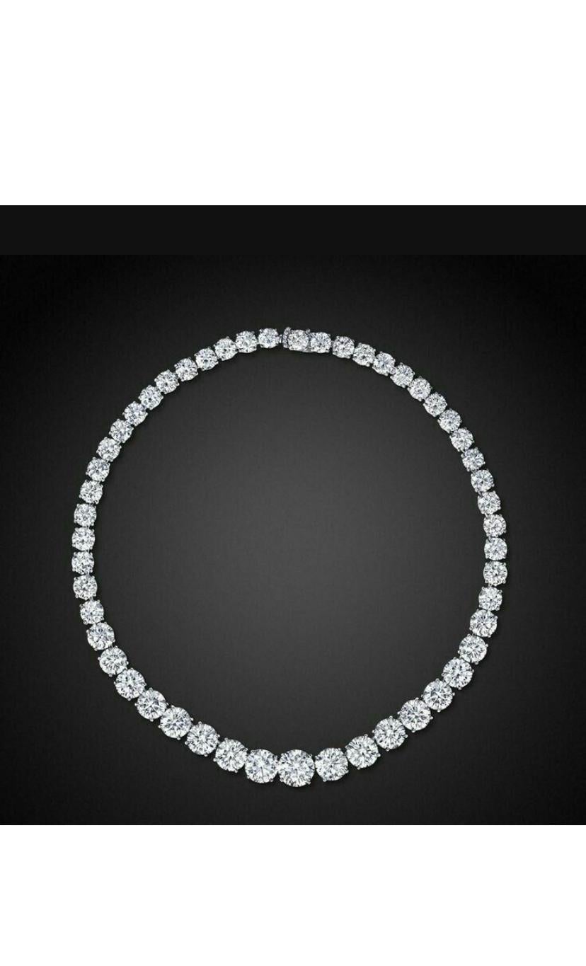 Round Cut GIA Certified 104.00 Carat Natural Diamonds Platinum Riviera  Necklace/Choker For Sale