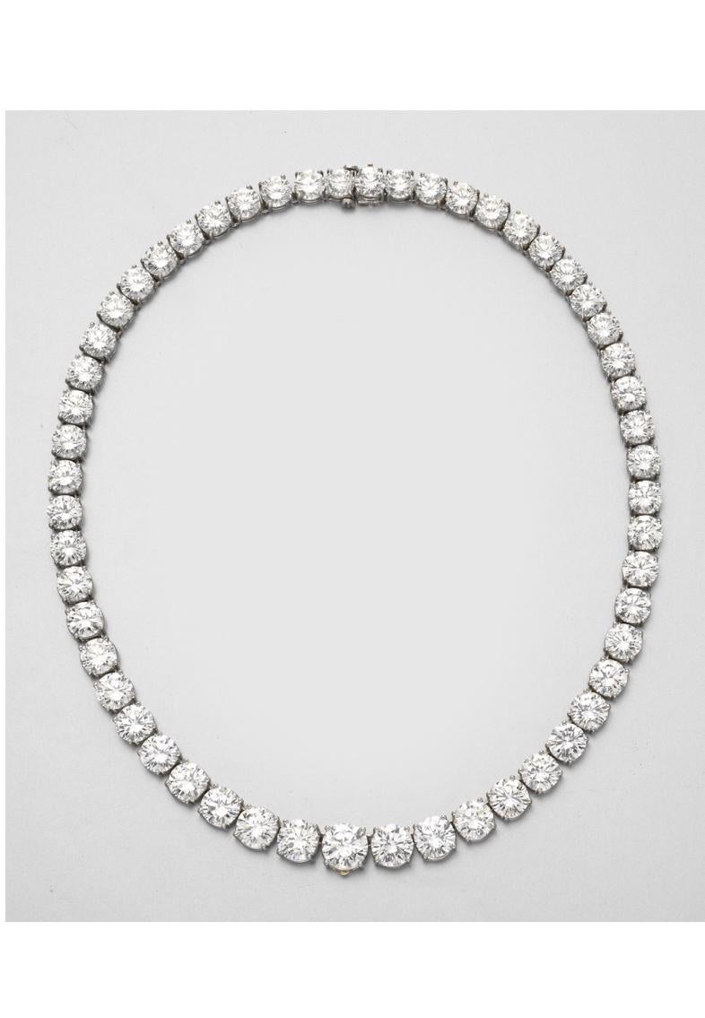 Women's or Men's GIA Certified 104.00 Carat Natural Diamonds Platinum Riviera  Necklace/Choker For Sale