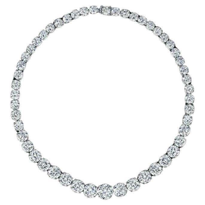 GIA Certified 104.00 Carat Natural Diamonds Platinum Riviera  Necklace/Choker
