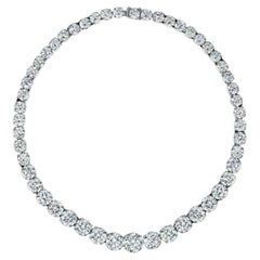 GIA Certificado 104,00 Quilates Diamantes Naturales Platino Riviera  Collar/Gargantilla