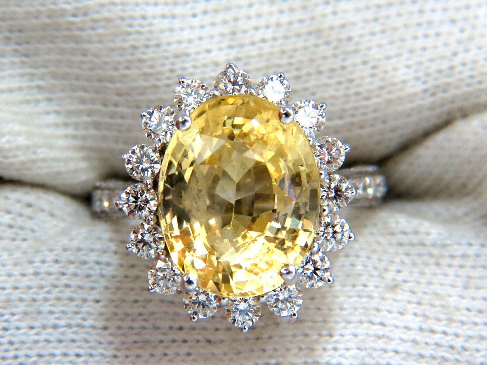 GIA Certified 10.40ct Natural No Heat Yellow Sapphire diamonds ring 18kt Canary 1