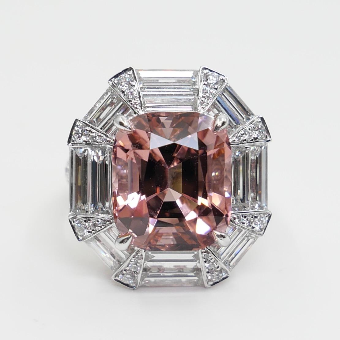 Anillo de turmalina rosa y diamantes de 10,43 quilates certificado por el GIA, una gran joya en venta 5