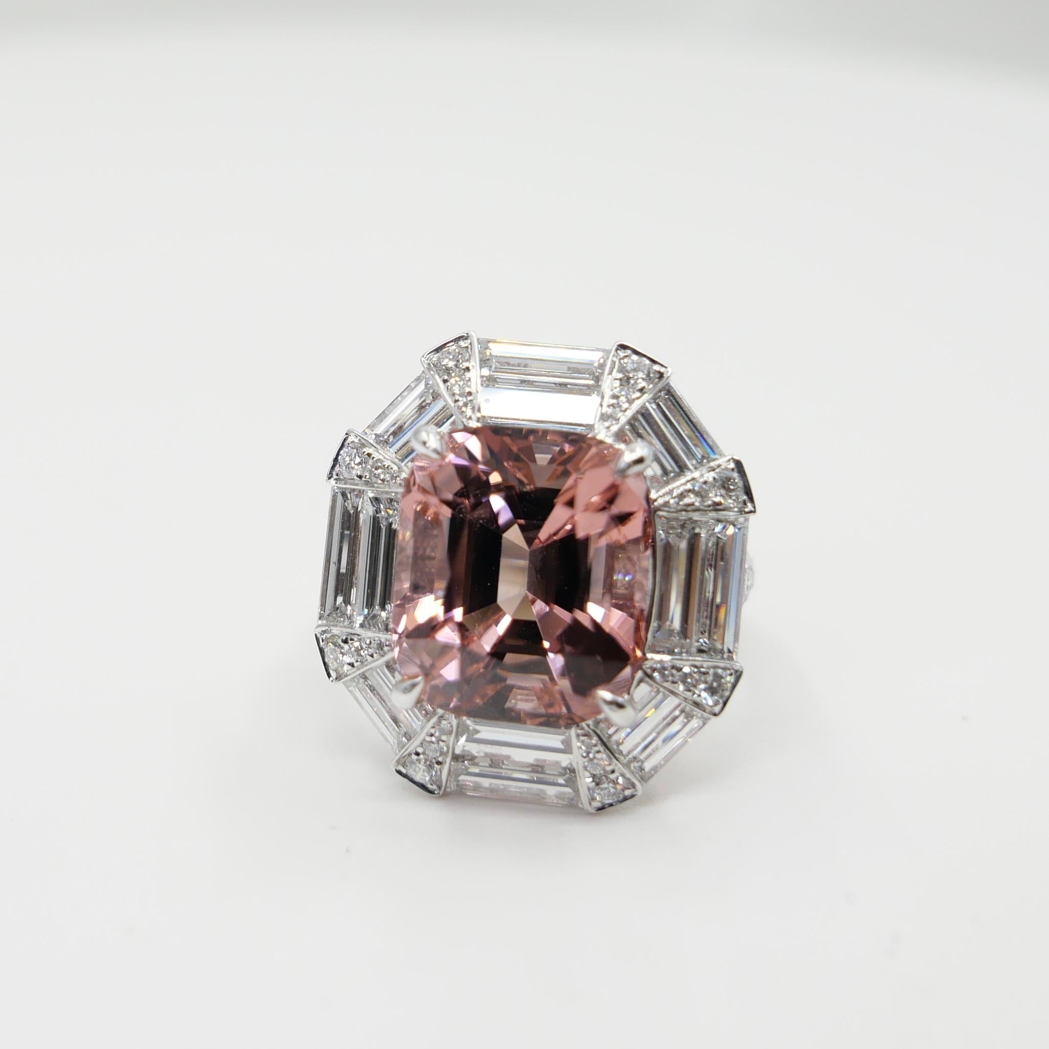 Anillo de turmalina rosa y diamantes de 10,43 quilates certificado por el GIA, una gran joya en venta 6