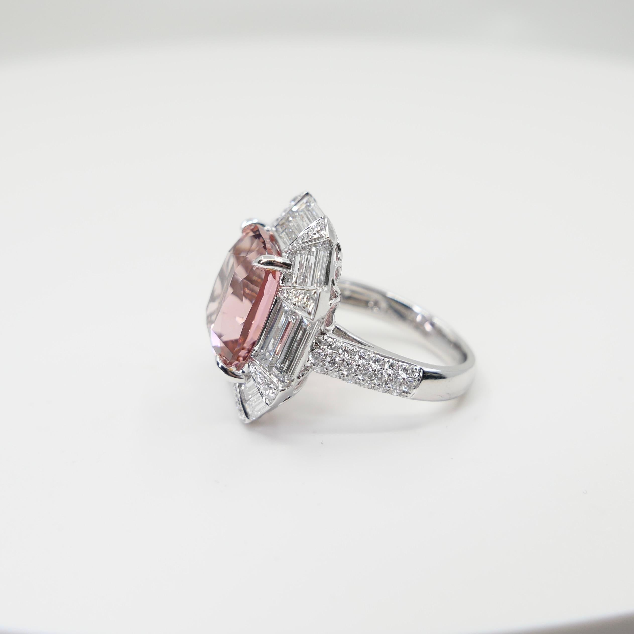 Anillo de turmalina rosa y diamantes de 10,43 quilates certificado por el GIA, una gran joya en venta 7