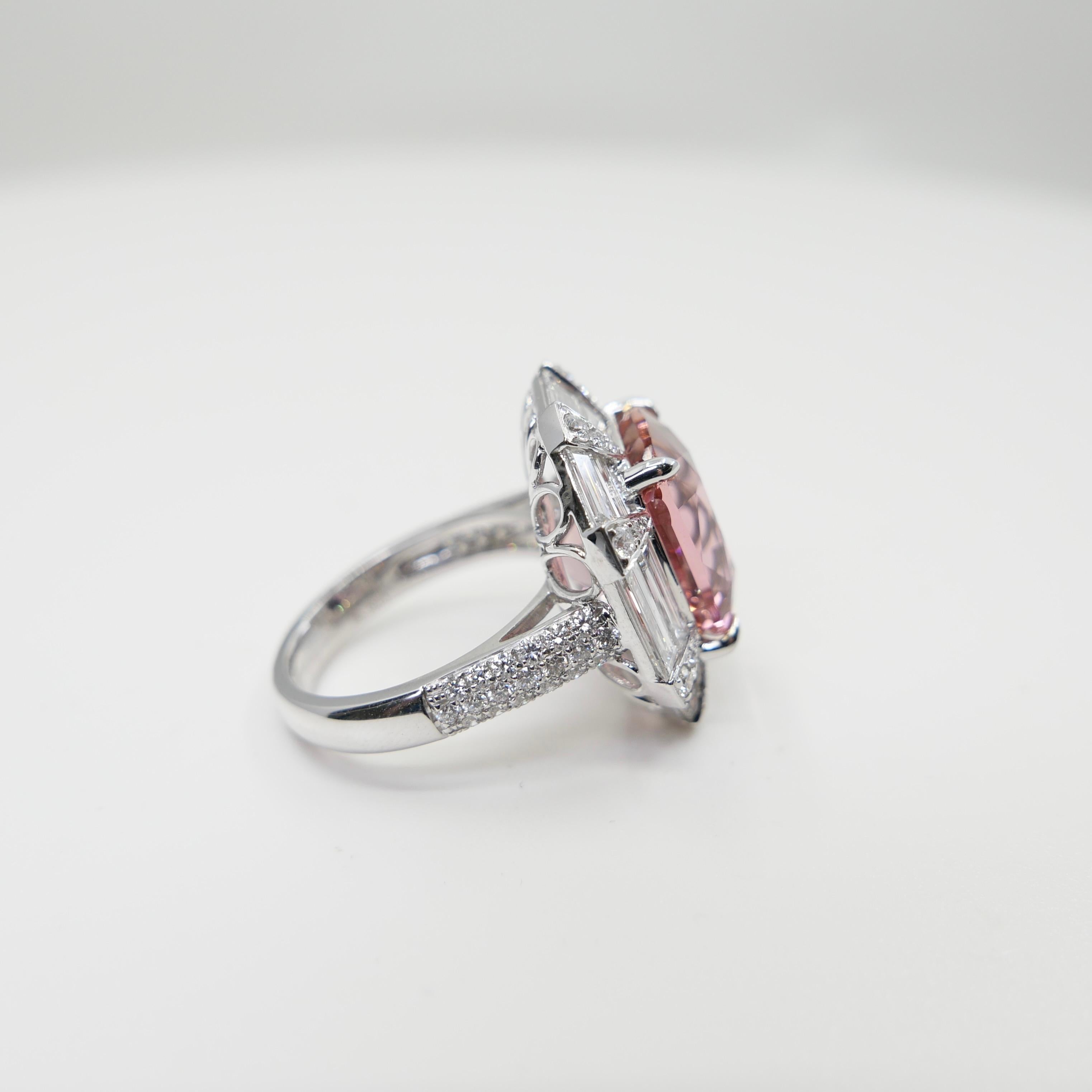 Anillo de turmalina rosa y diamantes de 10,43 quilates certificado por el GIA, una gran joya en venta 9
