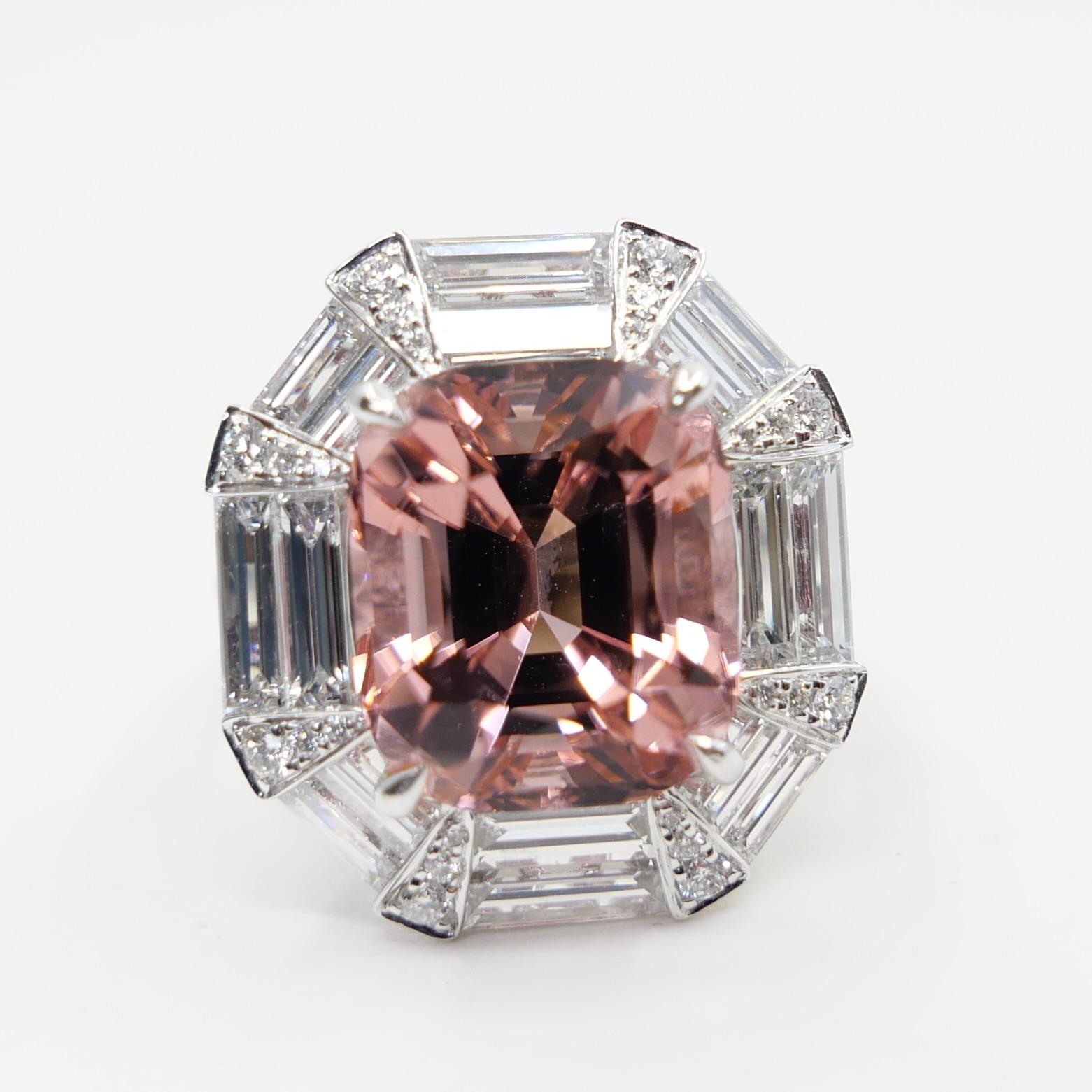 Anillo de turmalina rosa y diamantes de 10,43 quilates certificado por el GIA, una gran joya en venta 10