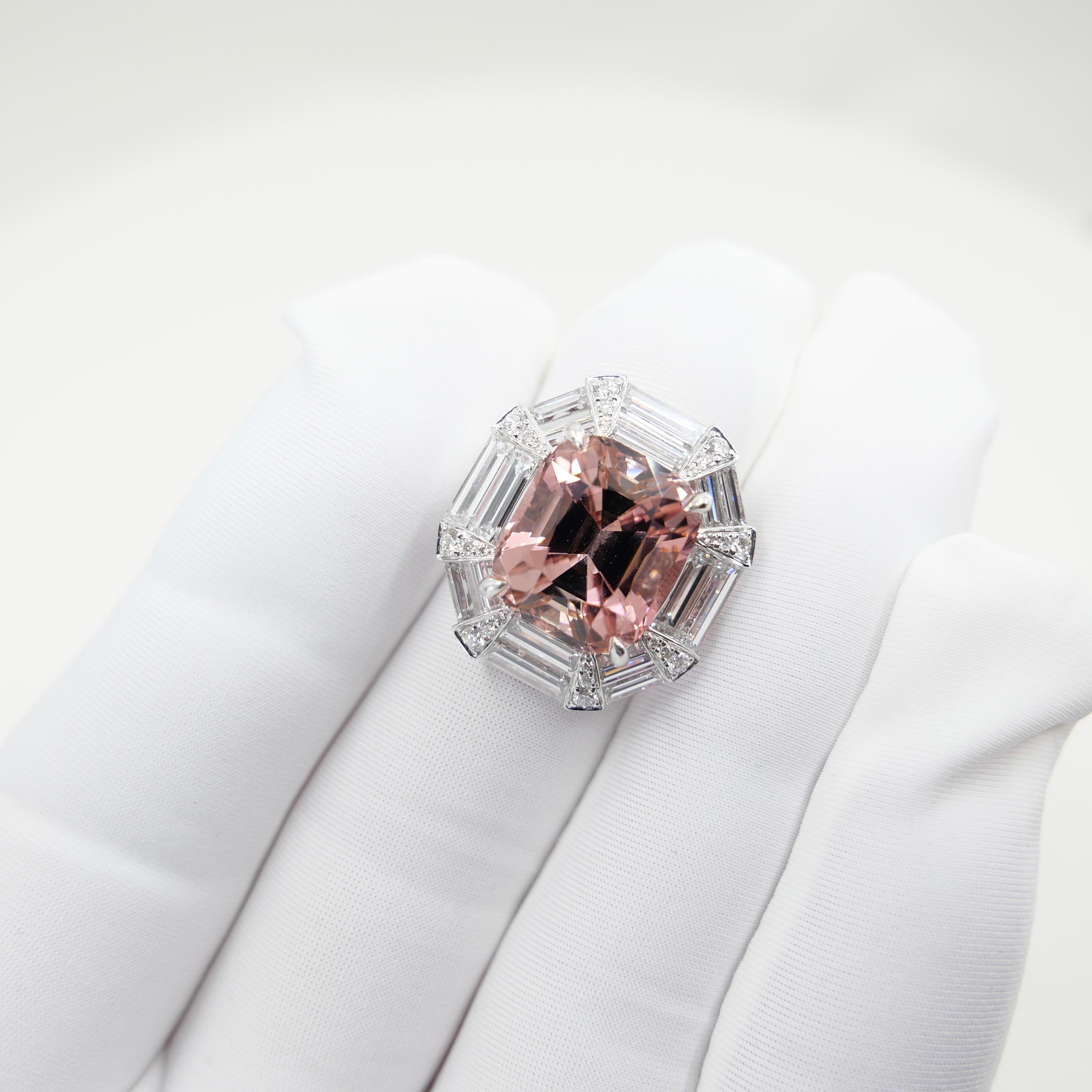 Anillo de turmalina rosa y diamantes de 10,43 quilates certificado por el GIA, una gran joya en venta 11