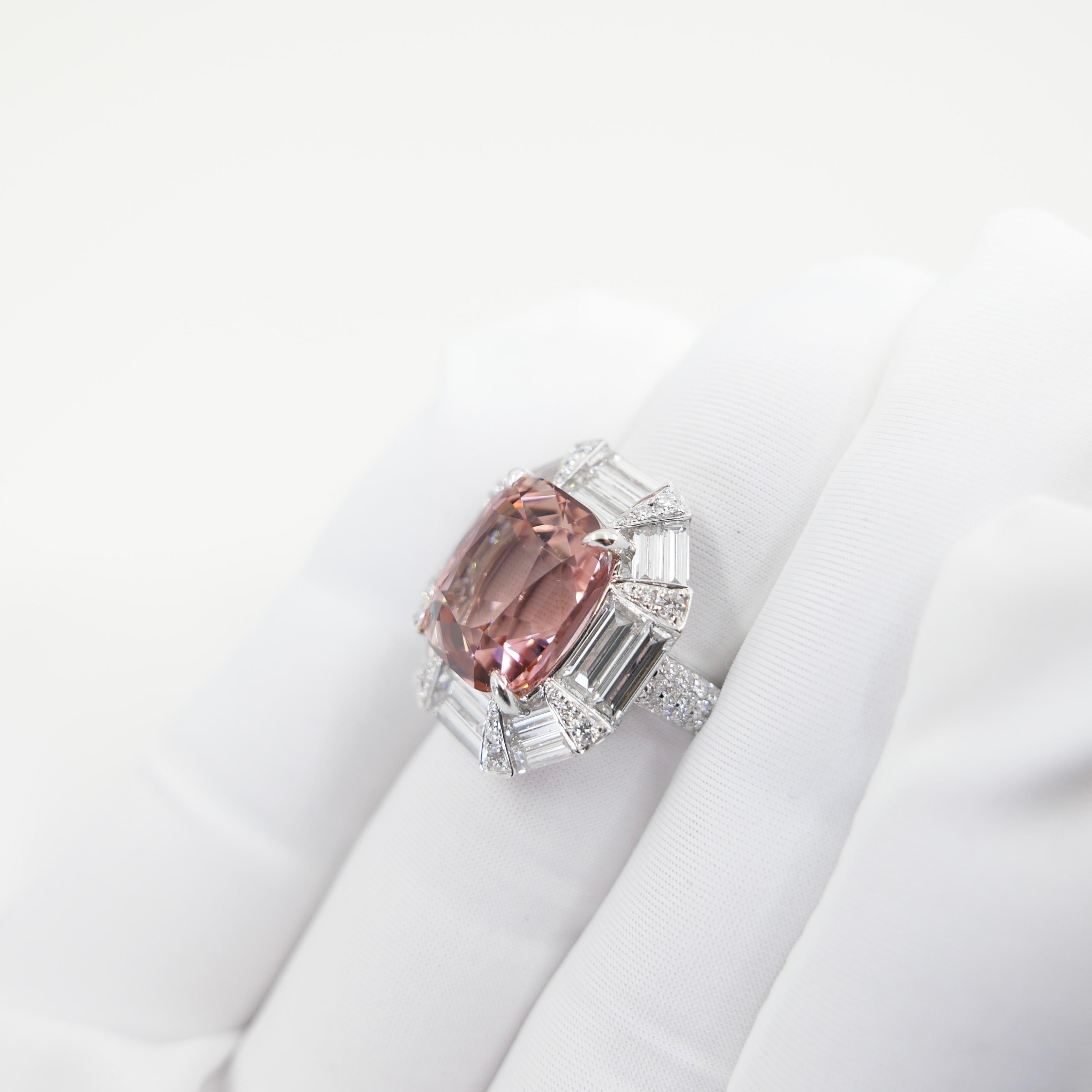 Anillo de turmalina rosa y diamantes de 10,43 quilates certificado por el GIA, una gran joya en venta 12