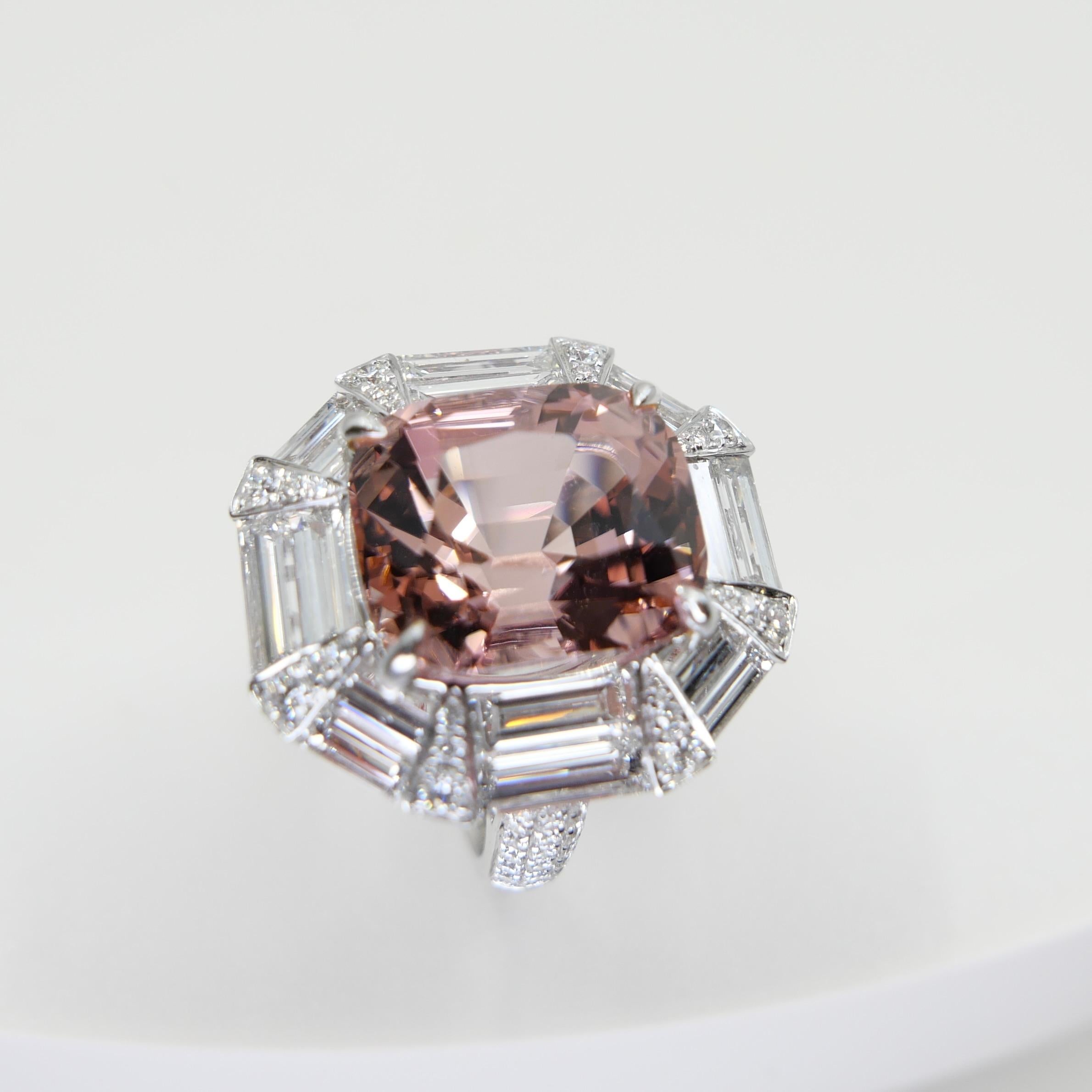 Anillo de turmalina rosa y diamantes de 10,43 quilates certificado por el GIA, una gran joya en venta 2