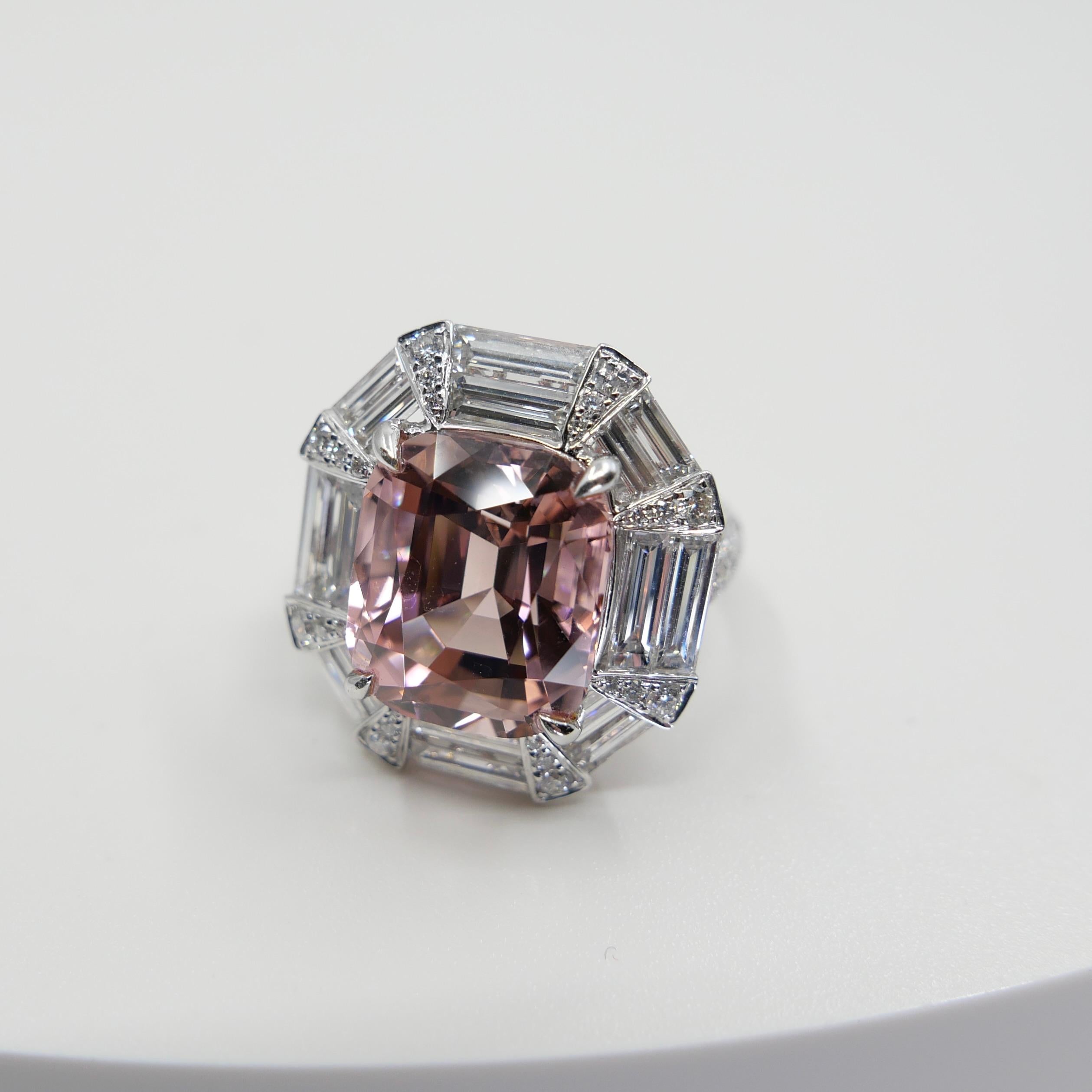 Anillo de turmalina rosa y diamantes de 10,43 quilates certificado por el GIA, una gran joya en venta 3