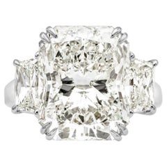 GIA Certified 10.44 Carats Radiant Cut Diamond Three Stone Engagement Ring
