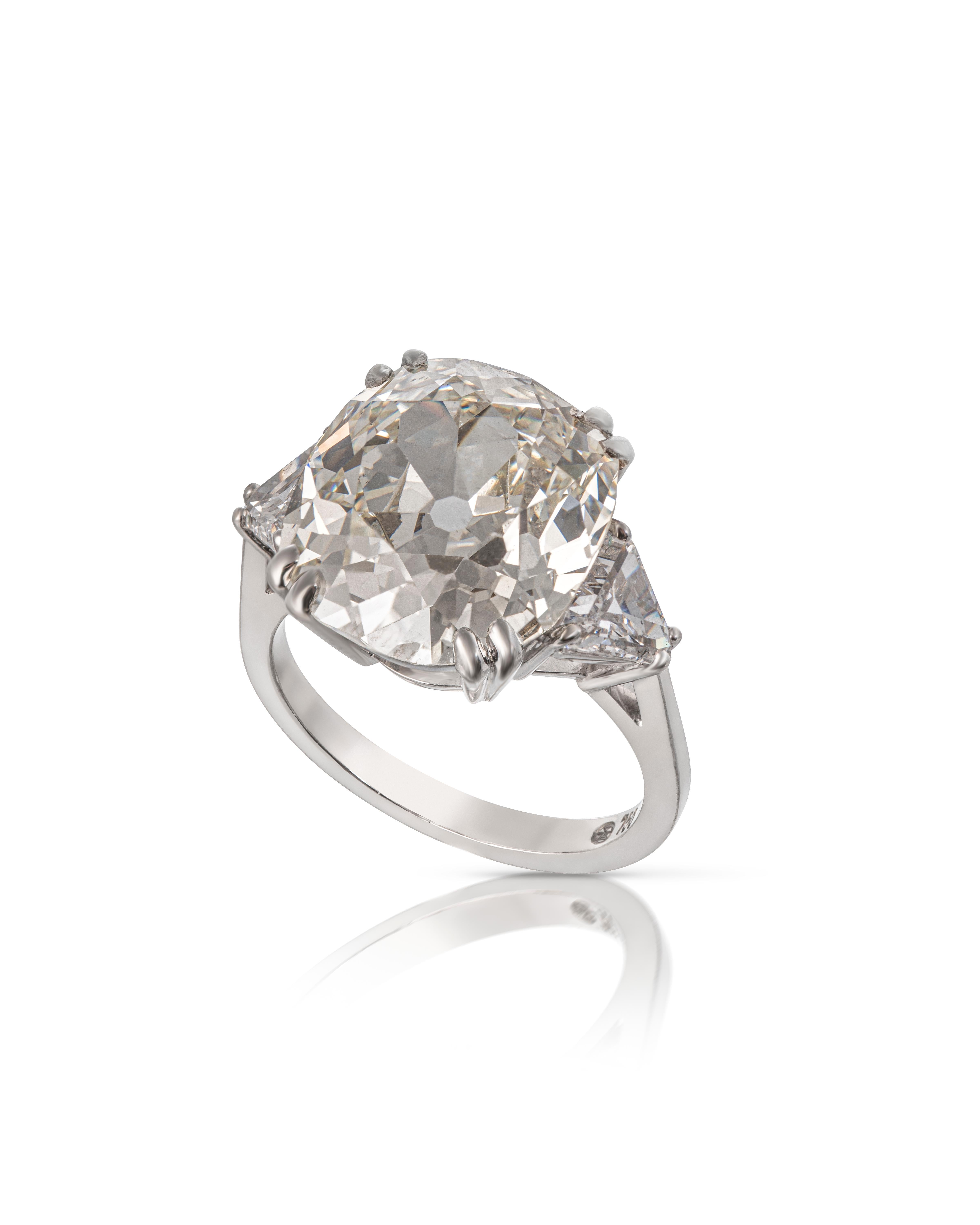Contemporary GIA Certified 10.45 Carat Cushion Cut Diamond Ring For Sale