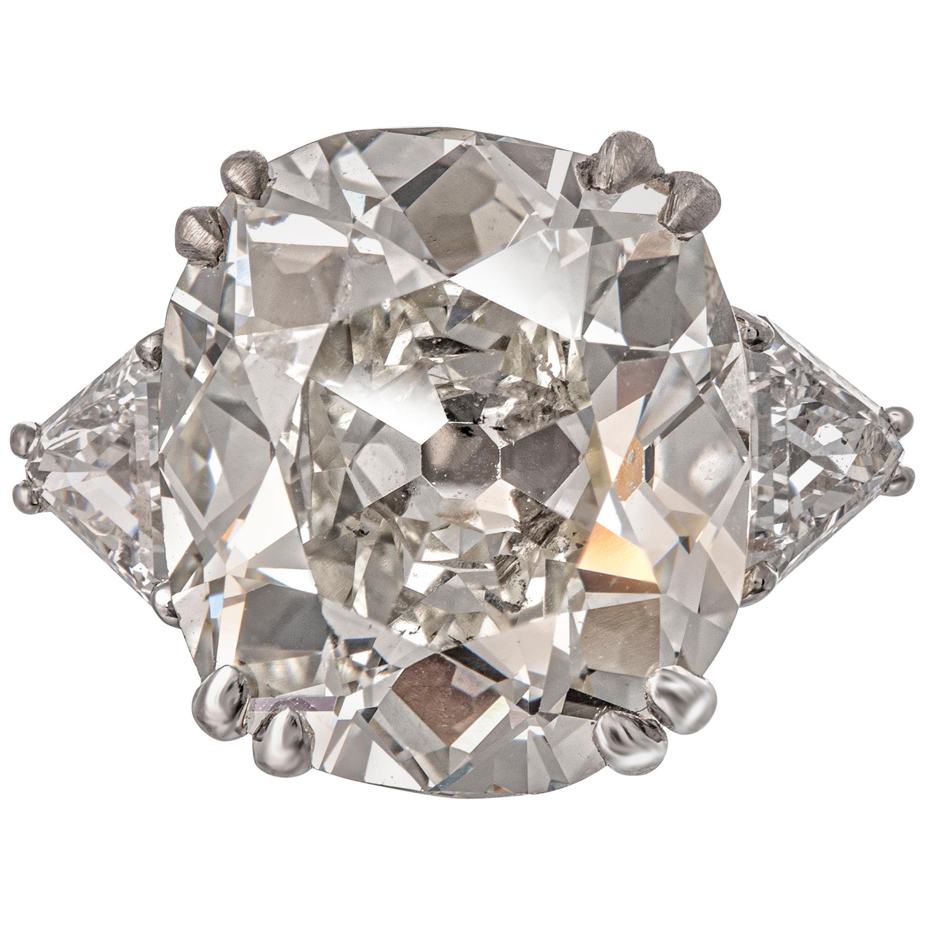 GIA Certified 10.45 Carat Cushion Cut Diamond Ring For Sale