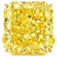 GIA Certified 10.45 Carat Fancy Vivid Yellow Radiant Diamond Ring – VS2 Clarity