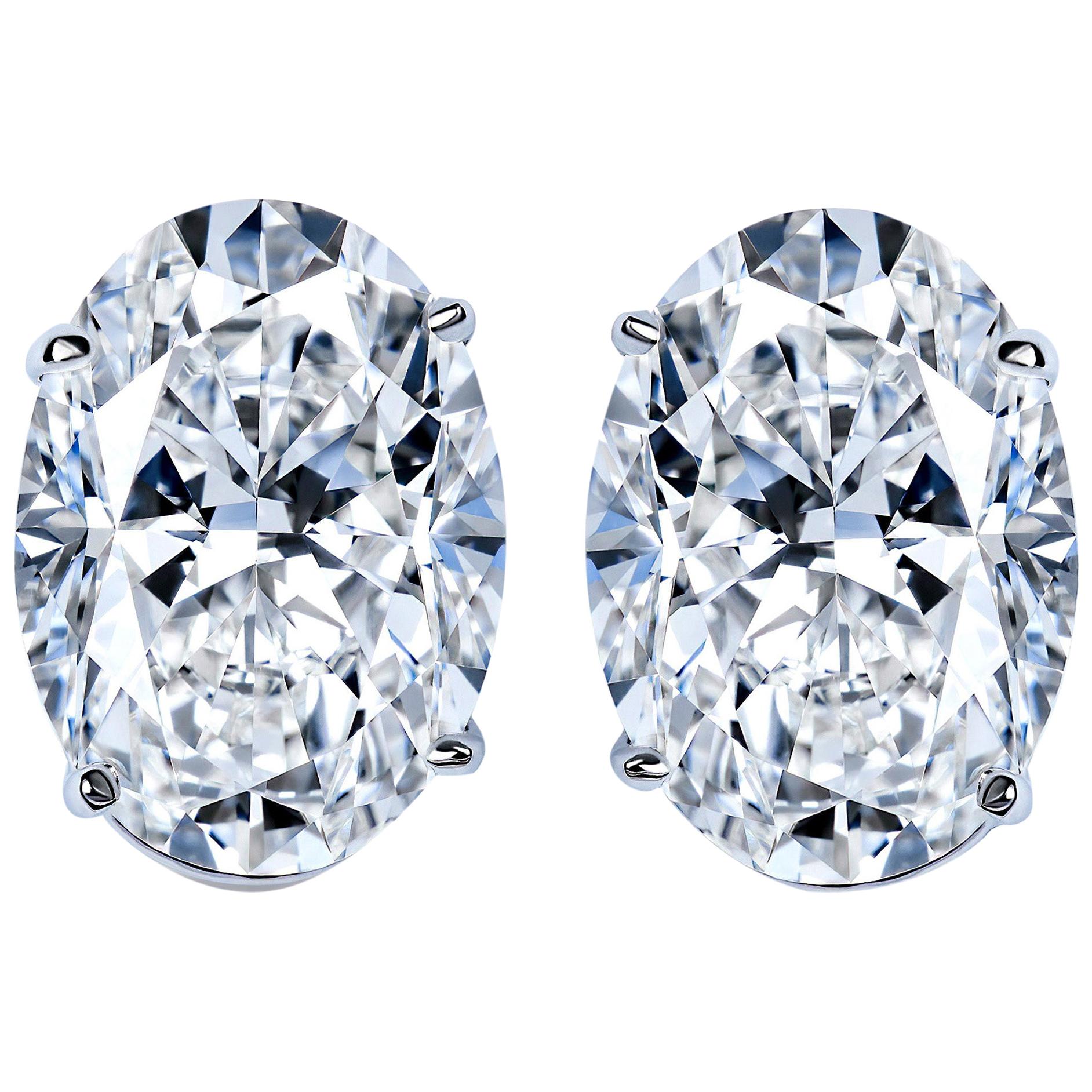 GIA Certified 10.48 Carat Oval Cut Diamond Stud Earrings