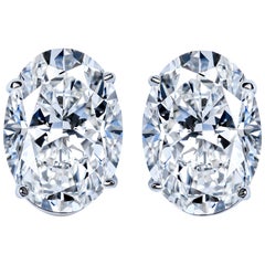 GIA Certified 10.48 Carat Oval Cut Diamond Stud Earrings